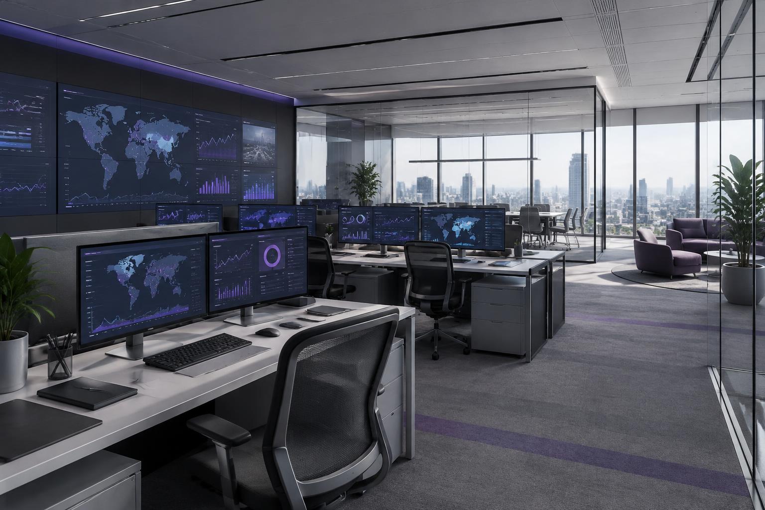 Enterprise control centre with technical dashboards